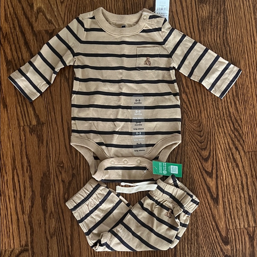 GAP Tan and Black Striped Baby Set